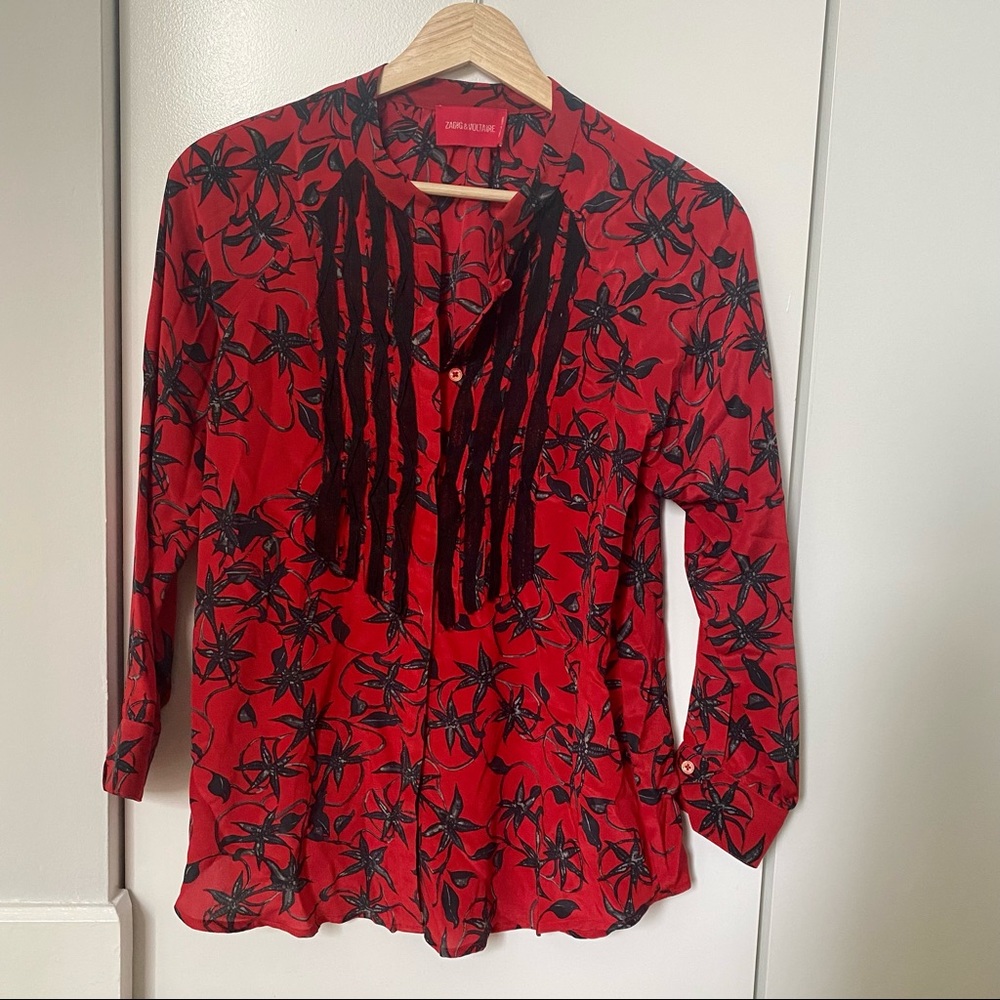 Zadig & Voltaire Red Silk Printed Blouse
